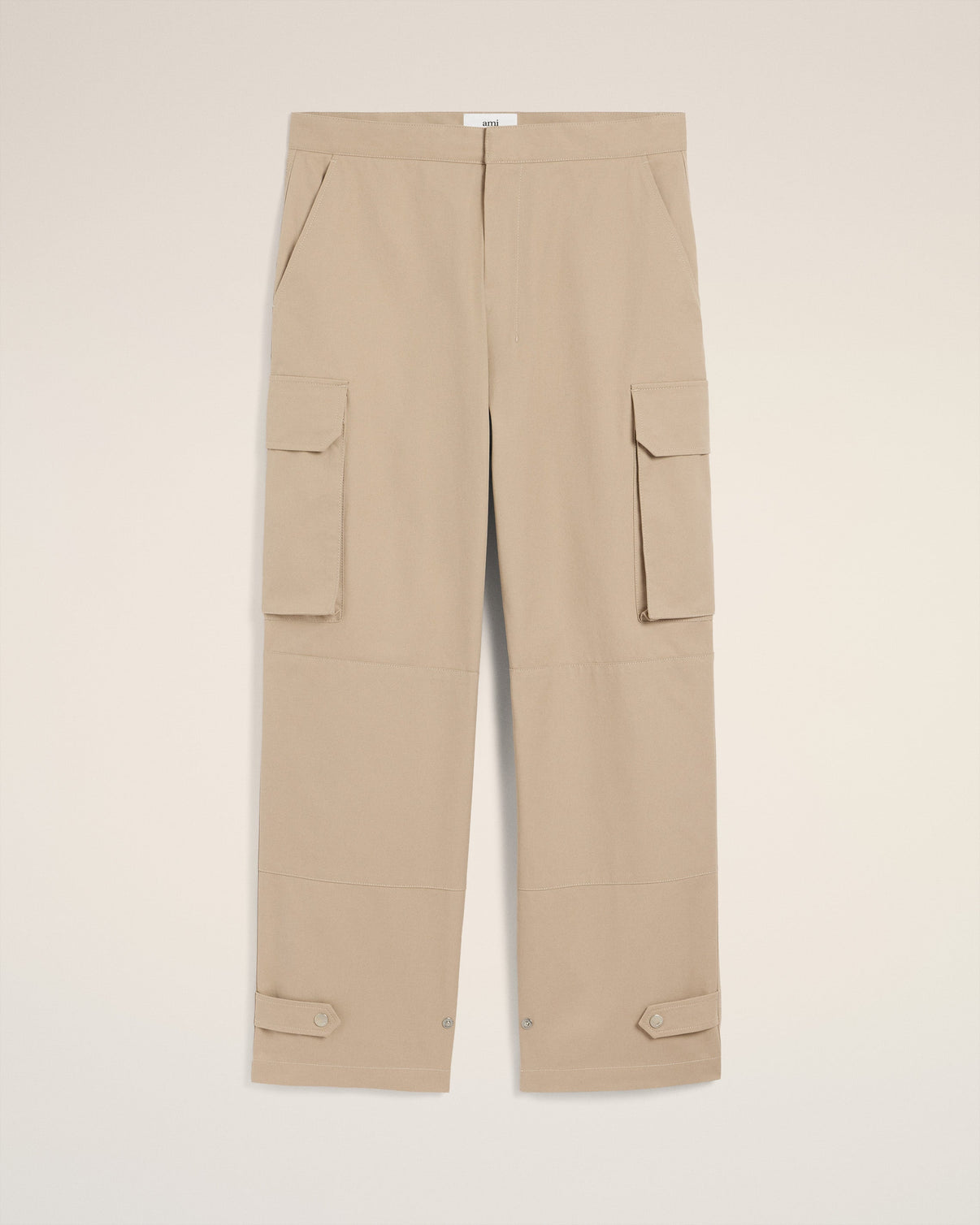 Beige Cotton Gabardine Cargo Trousers