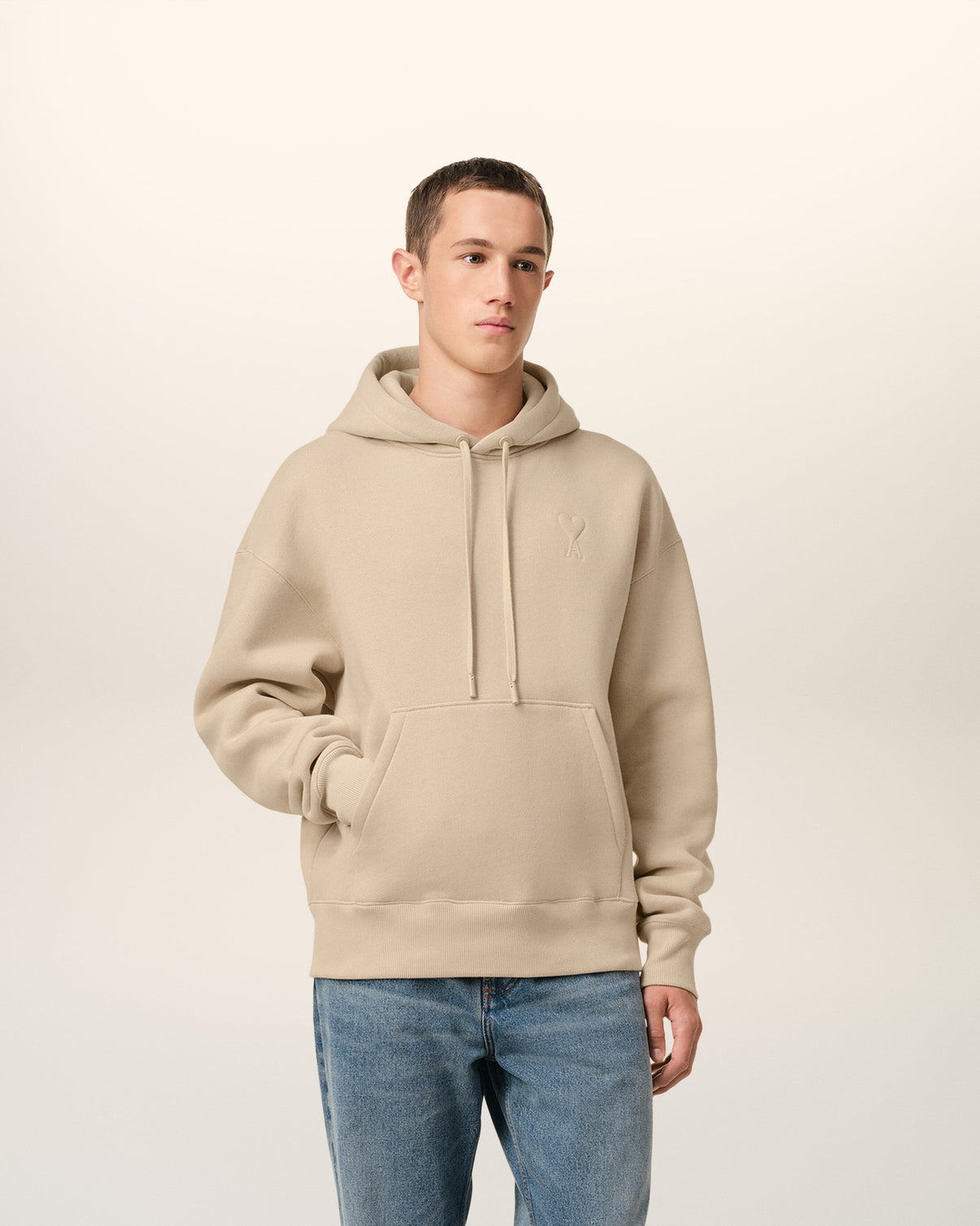 Beige Cotton Hoodie
