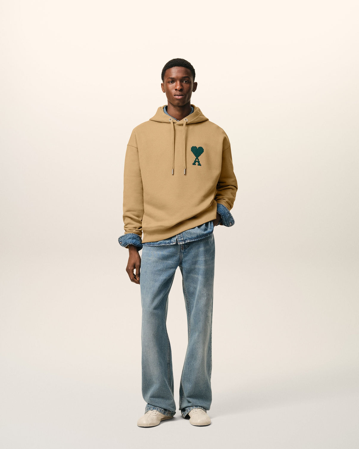 Beige Cotton Hoodie