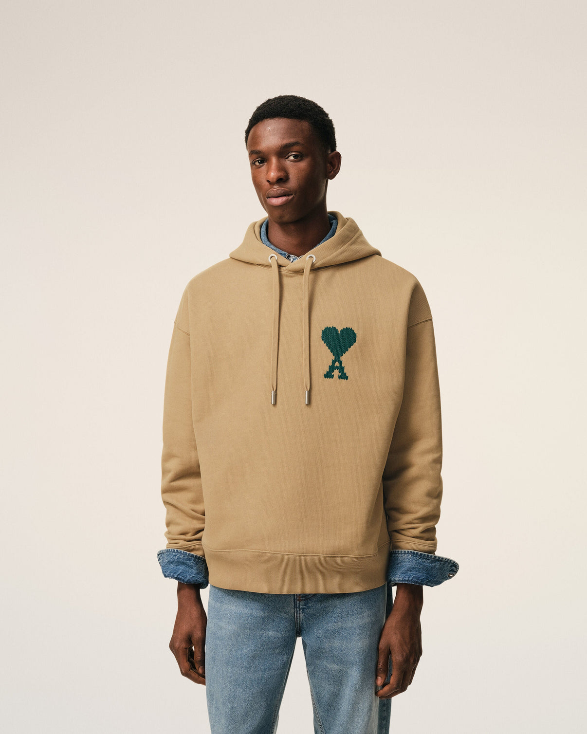 Beige Cotton Hoodie