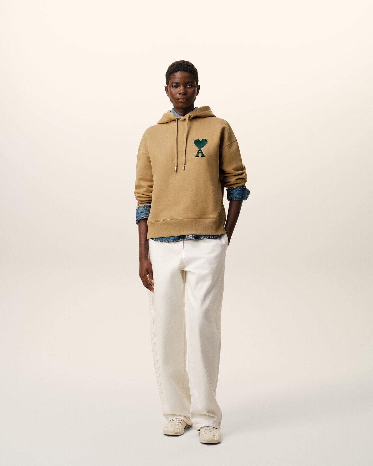 Beige Cotton Hoodie