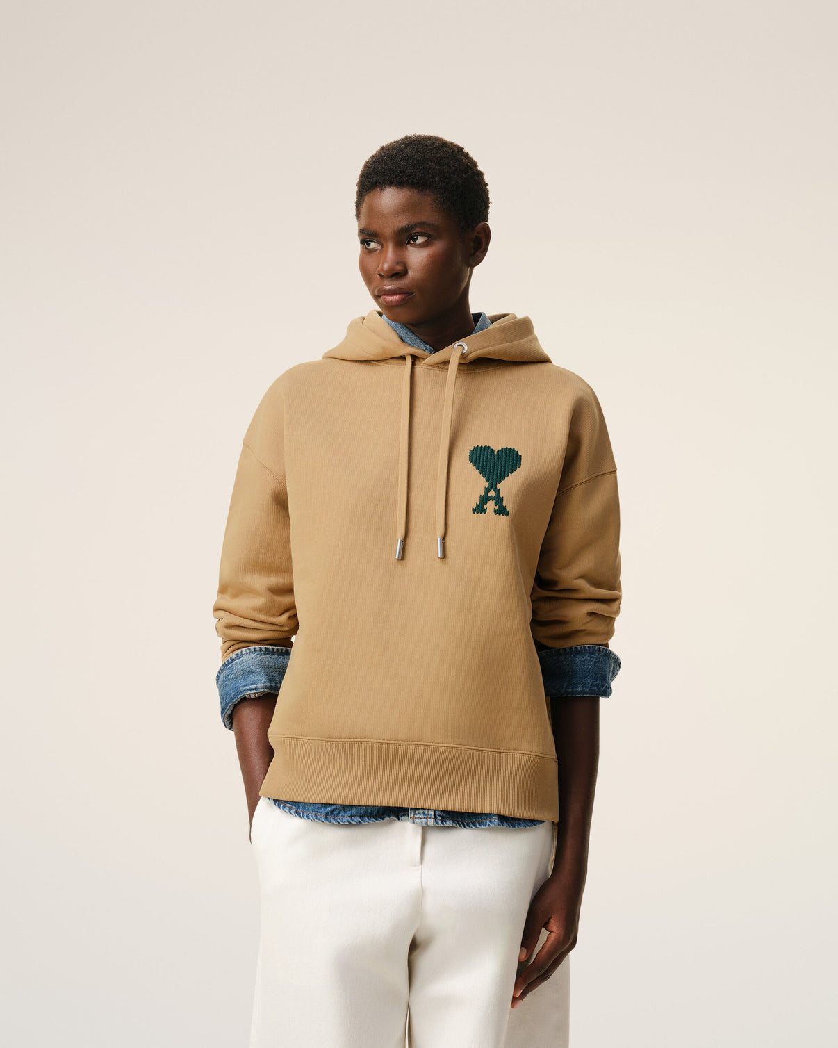 Beige Cotton Hoodie