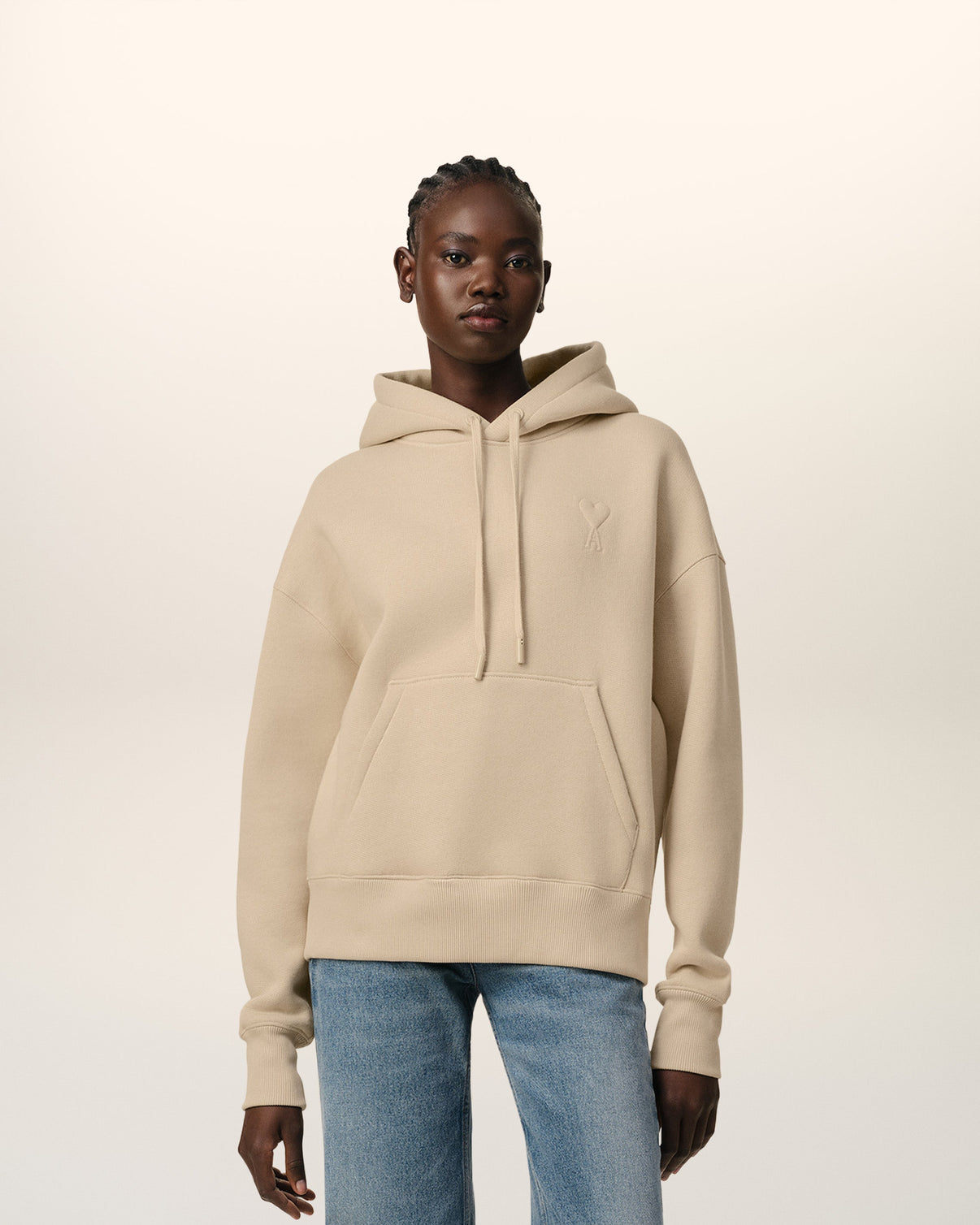 Beige Cotton Hoodie