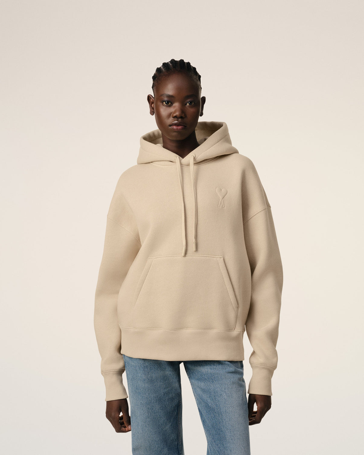 Beige Cotton Hoodie