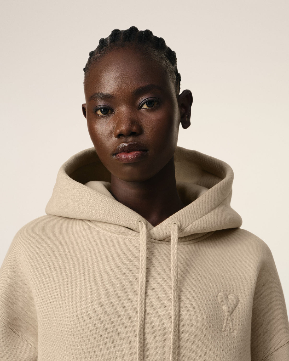 Beige Cotton Hoodie