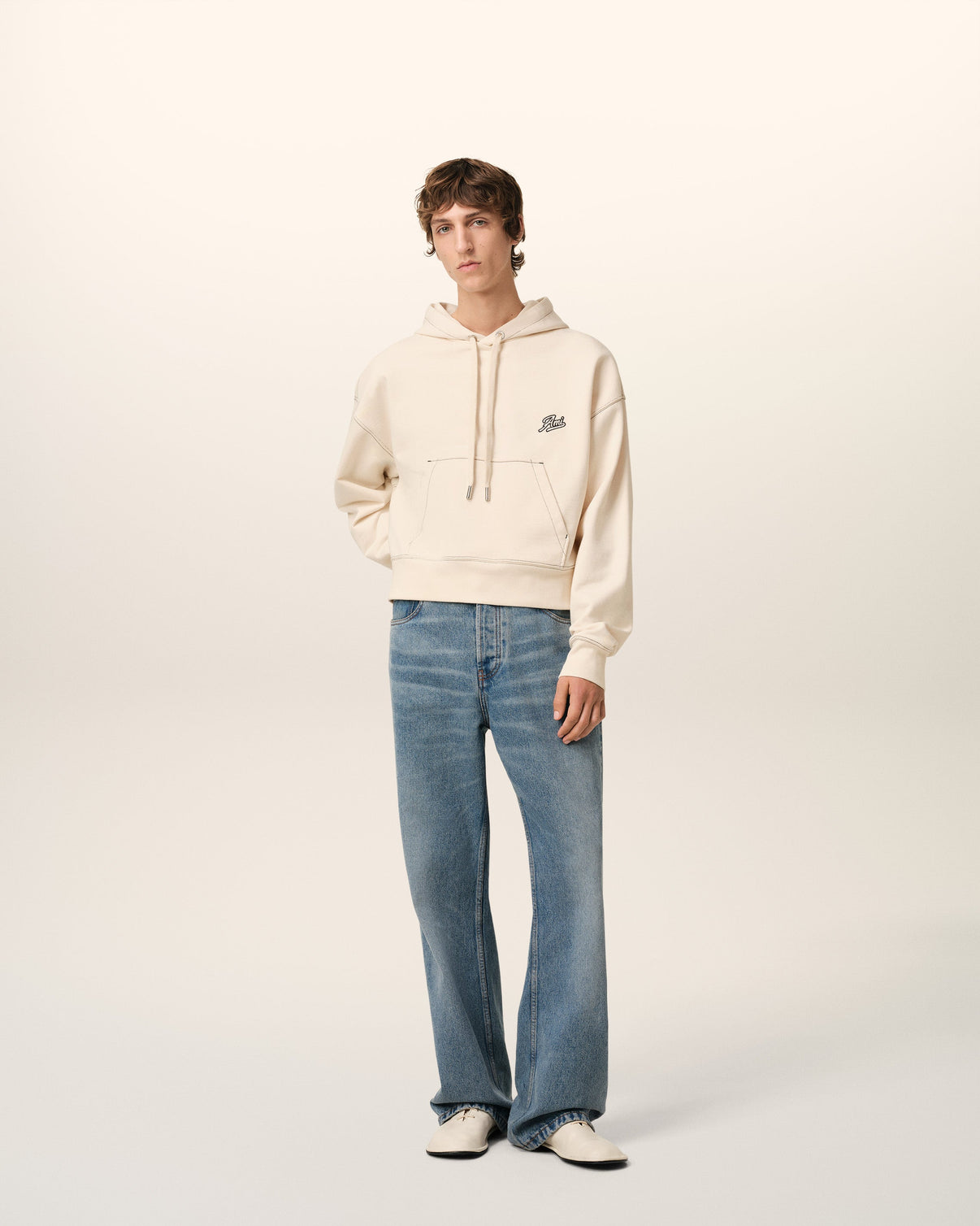 Beige Cotton Hoodie Signature