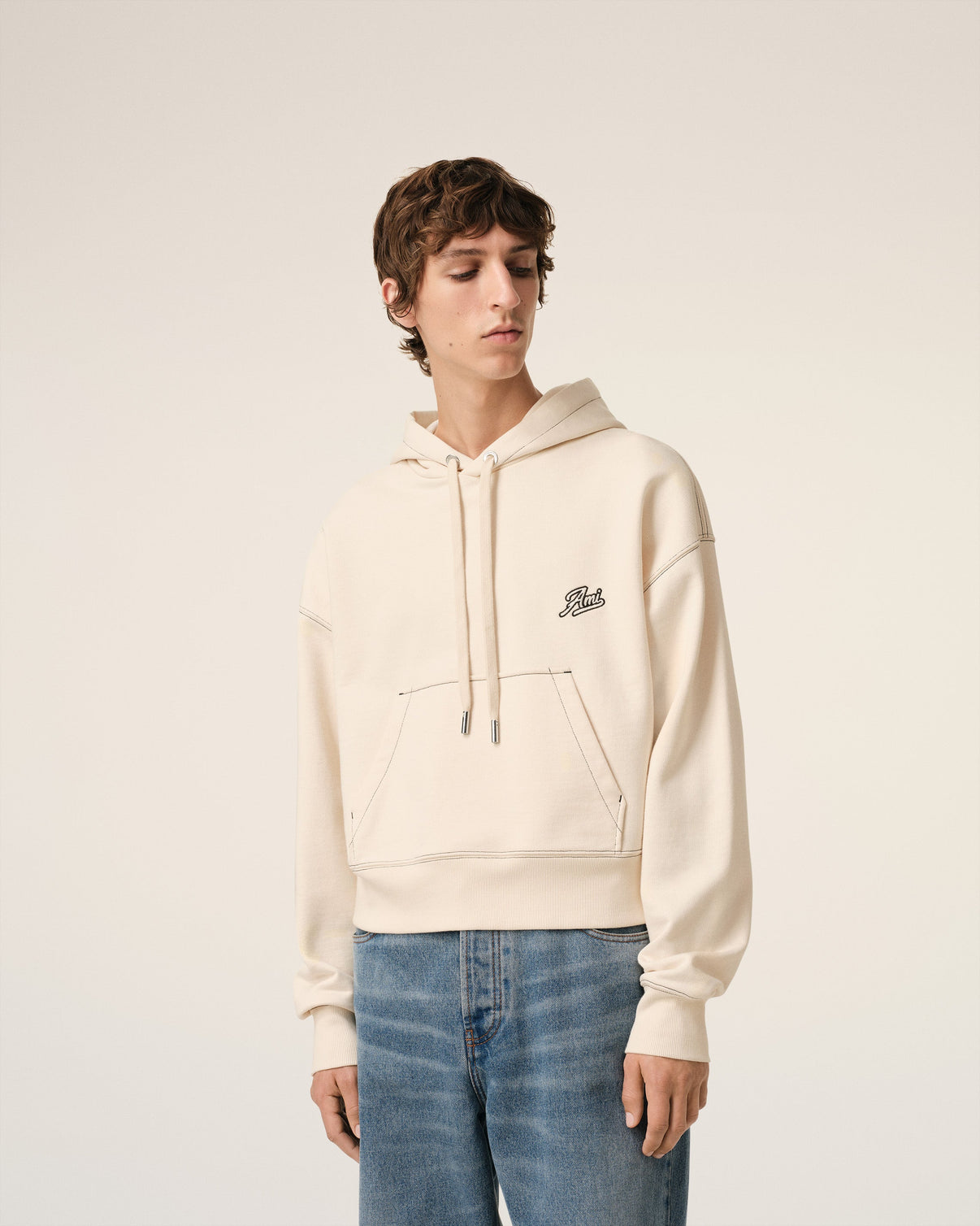 Beige Cotton Hoodie Signature