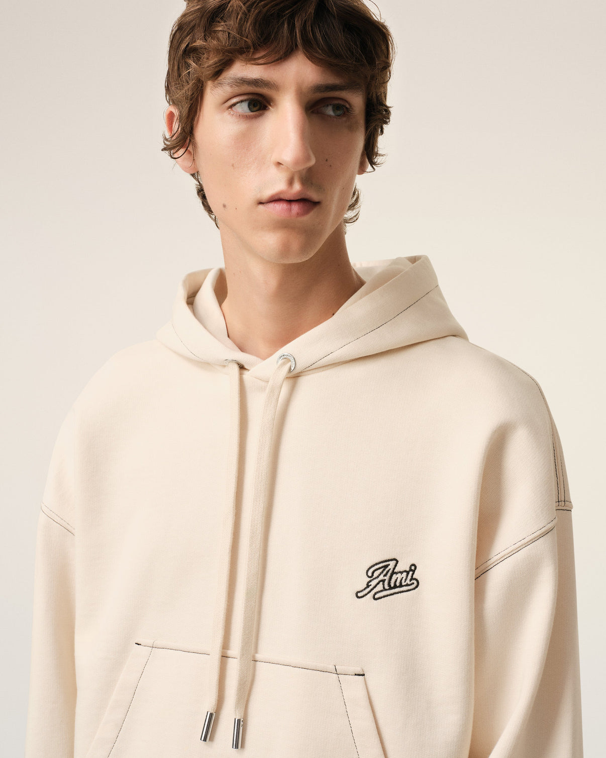 Beige Cotton Hoodie Signature