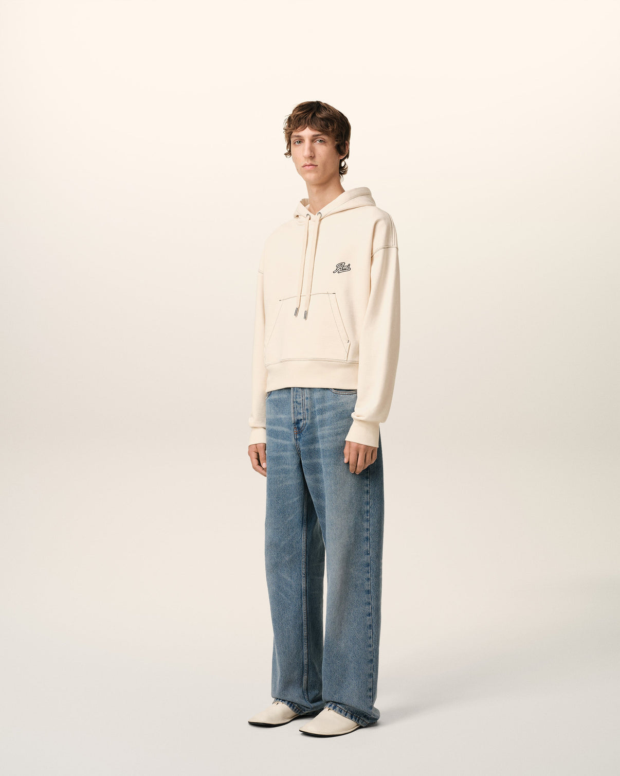Beige Cotton Hoodie Signature