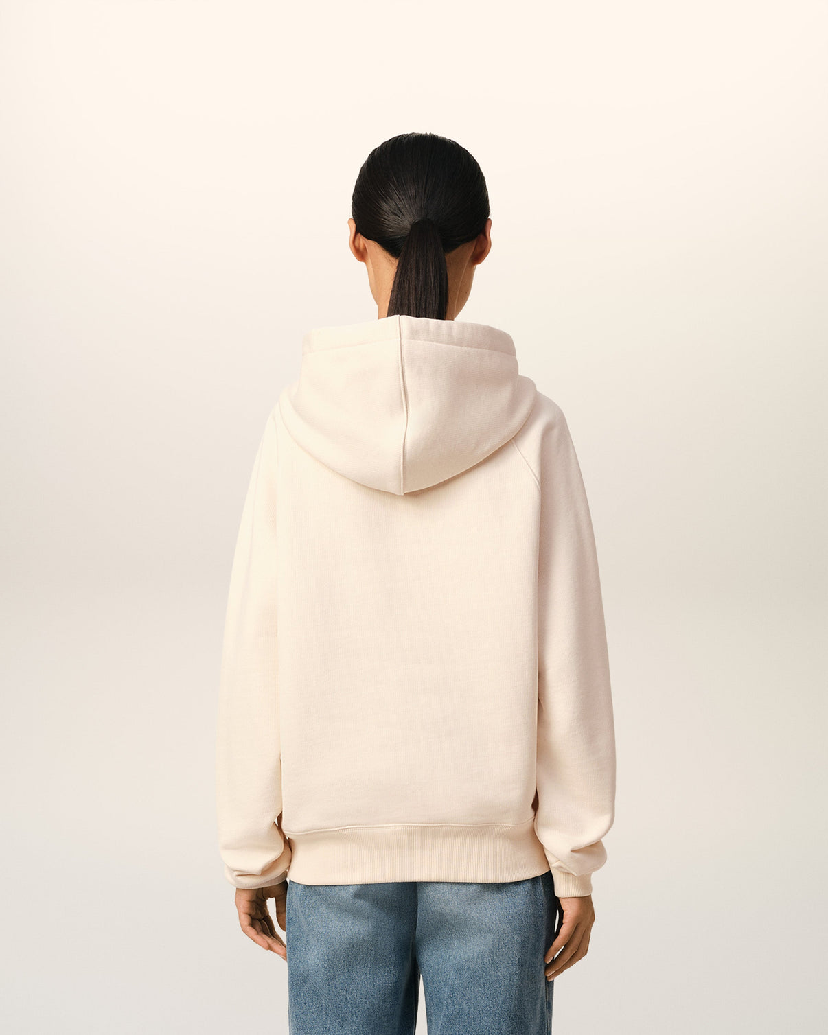 Beige Cotton Hoodie With Patch