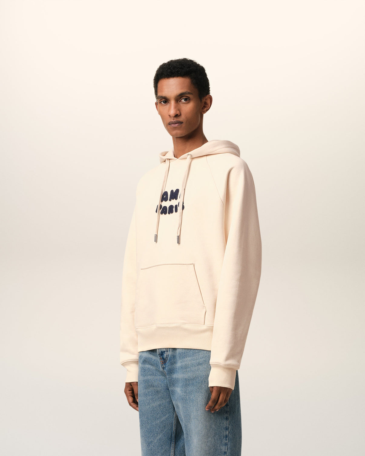 Beige Cotton Hoodie With Patch