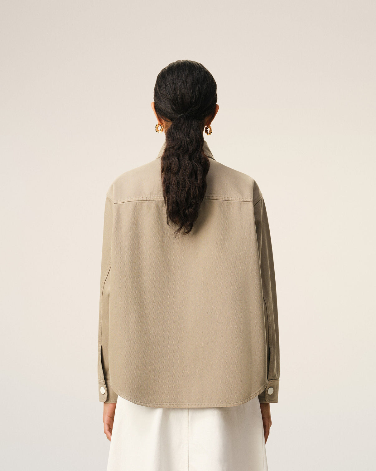 Beige Cotton Knitted Overshirt