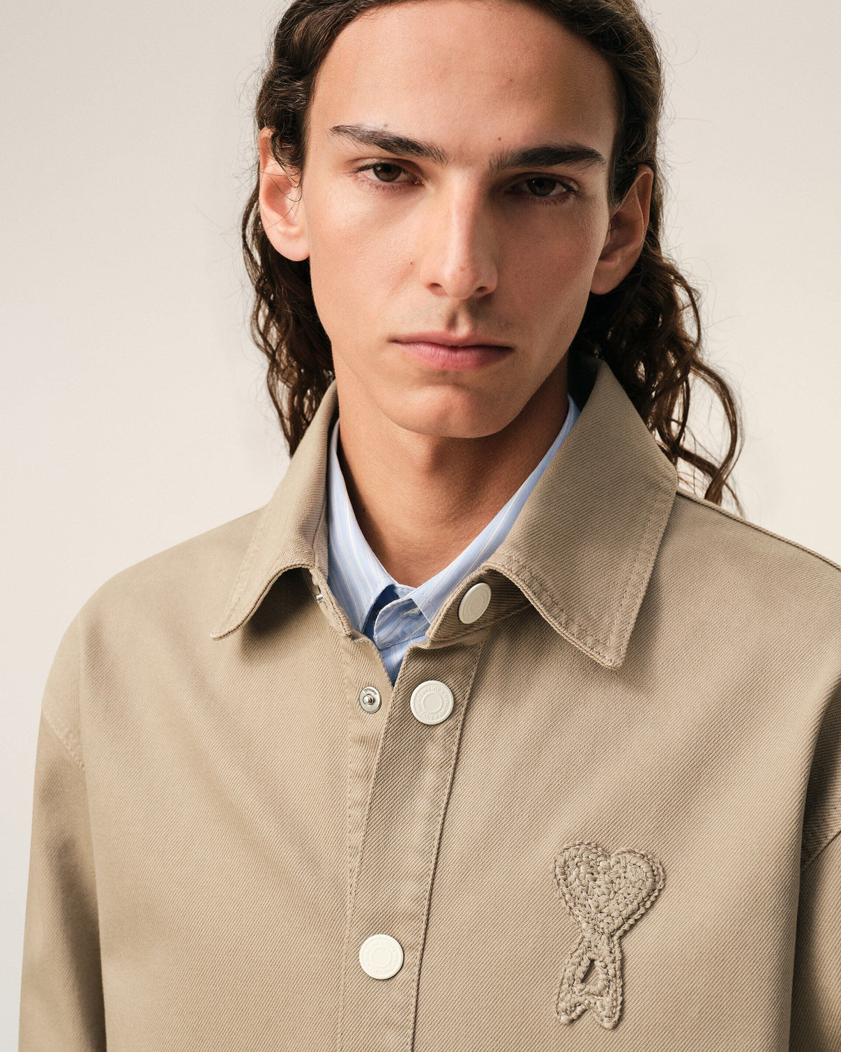 Beige Cotton Knitted Overshirt