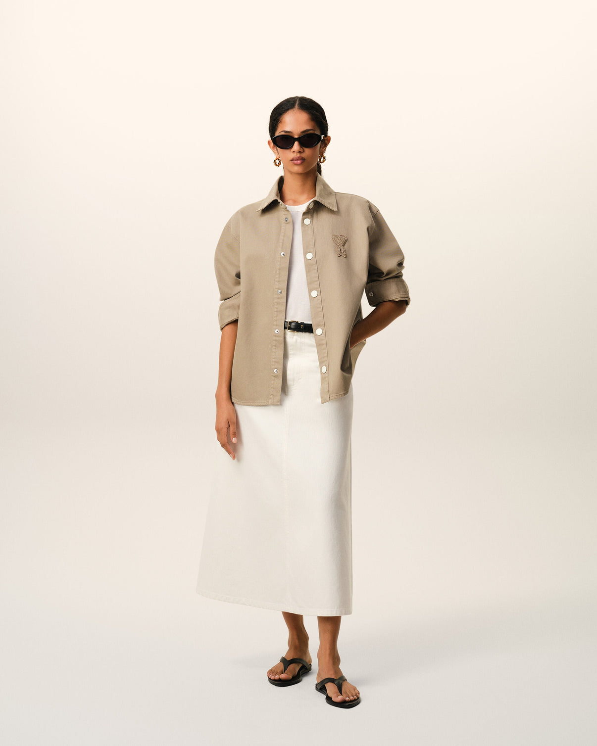 Beige Cotton Knitted Overshirt