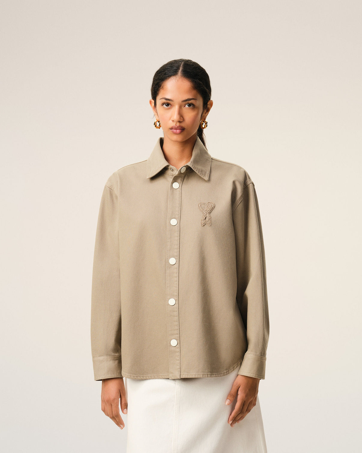 Beige Cotton Knitted Overshirt