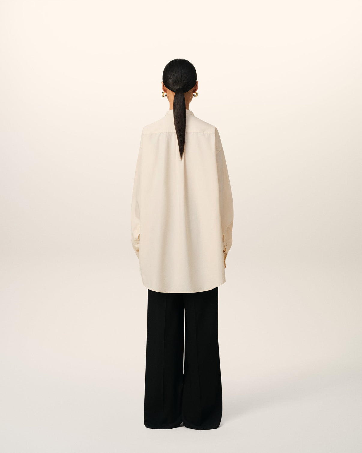 Beige Cotton Oversized Shirt