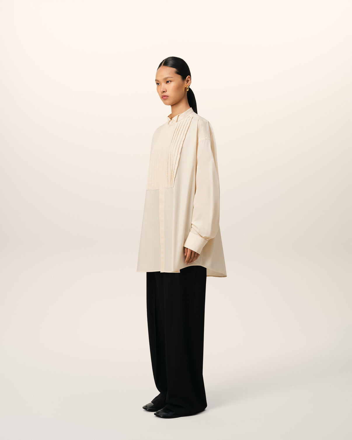 Beige Cotton Oversized Shirt