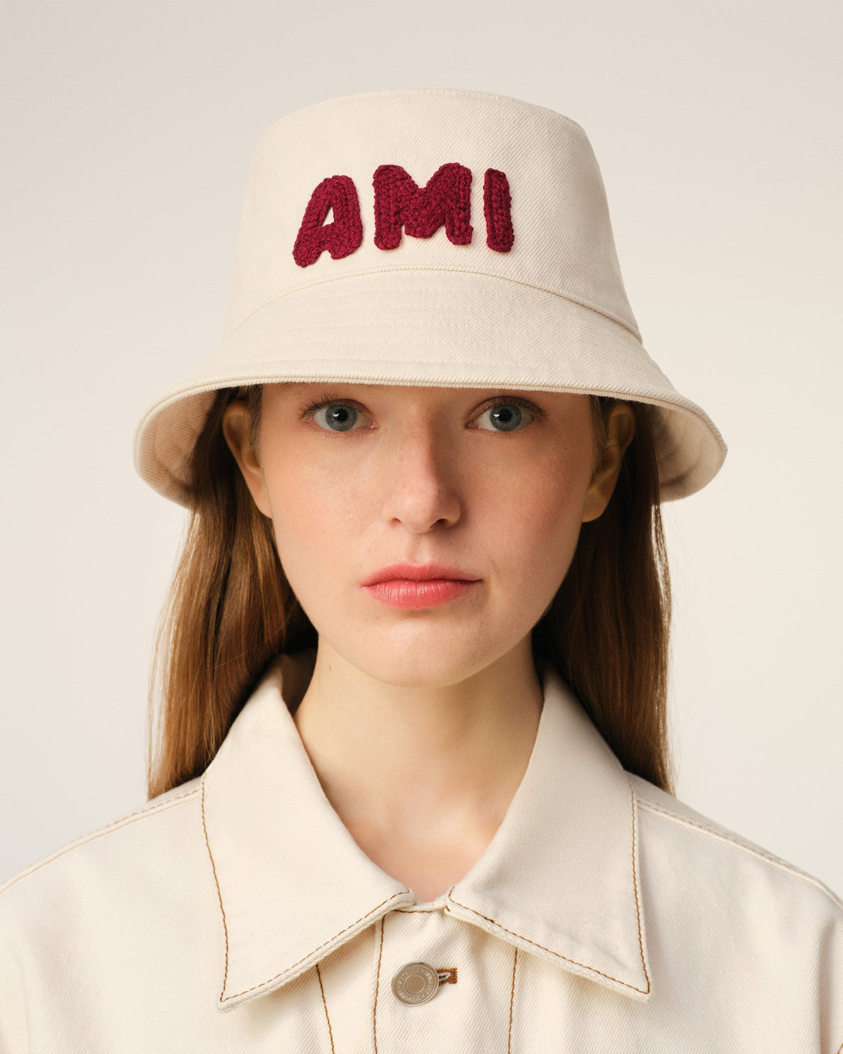 Beige Cotton Patch Bucket Hat
