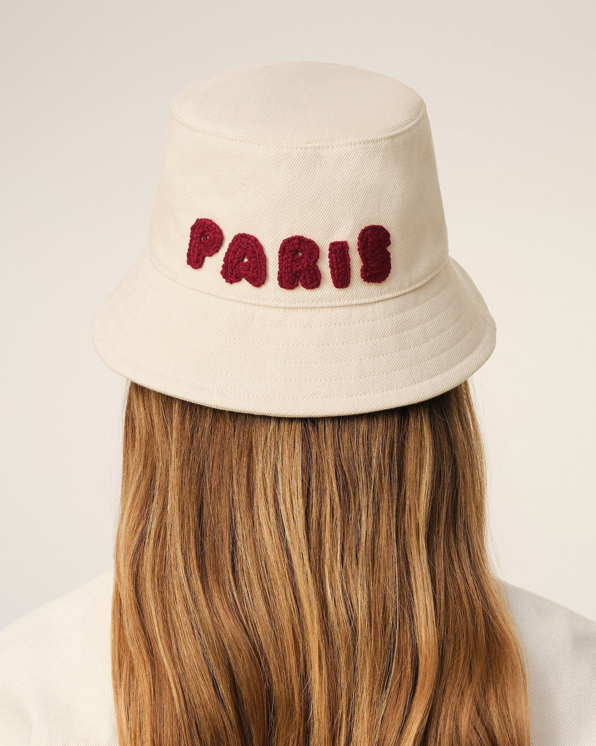 Beige Cotton Patch Bucket Hat