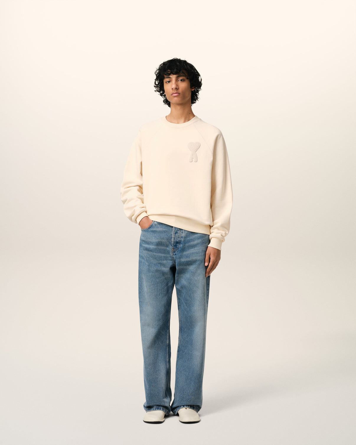Beige Cotton Patch Sweatshirt