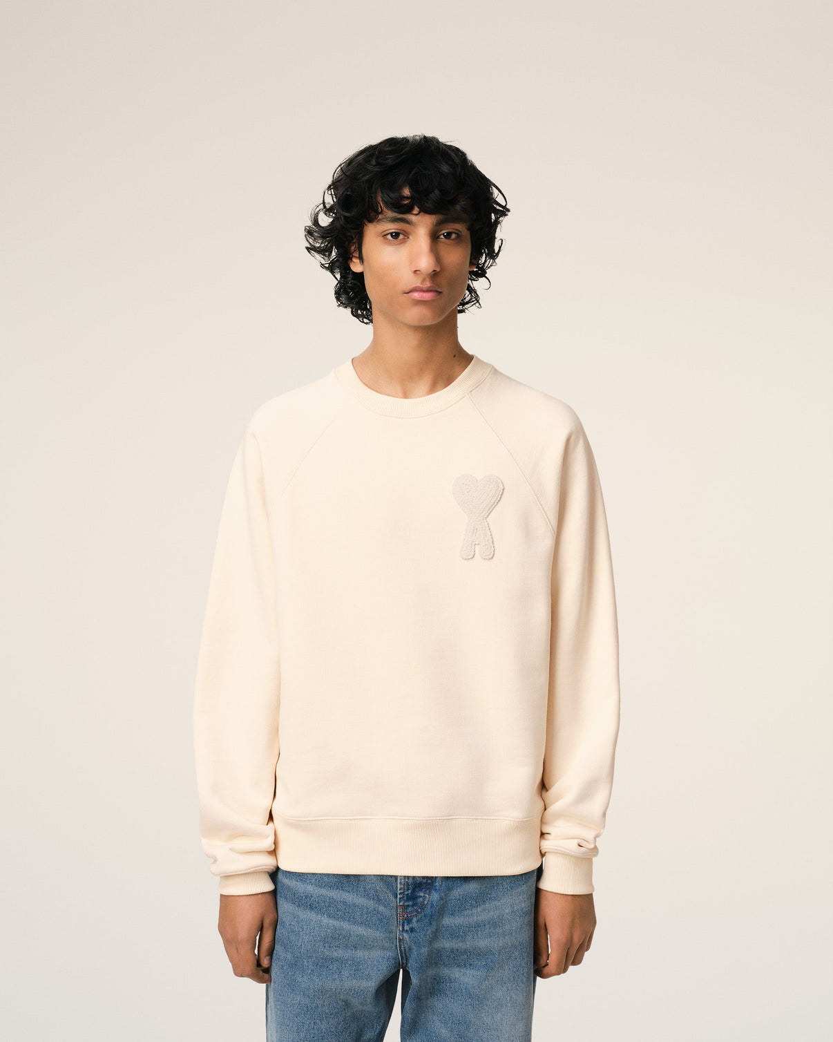 Beige Cotton Patch Sweatshirt