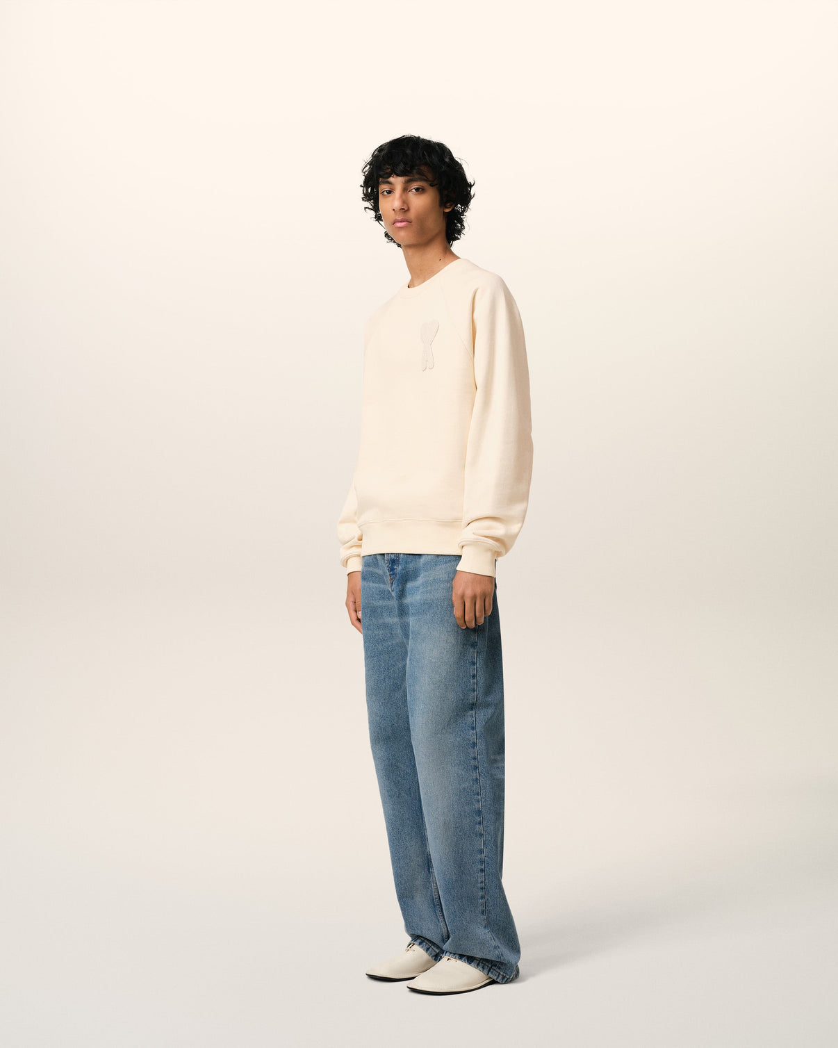 Beige Cotton Patch Sweatshirt