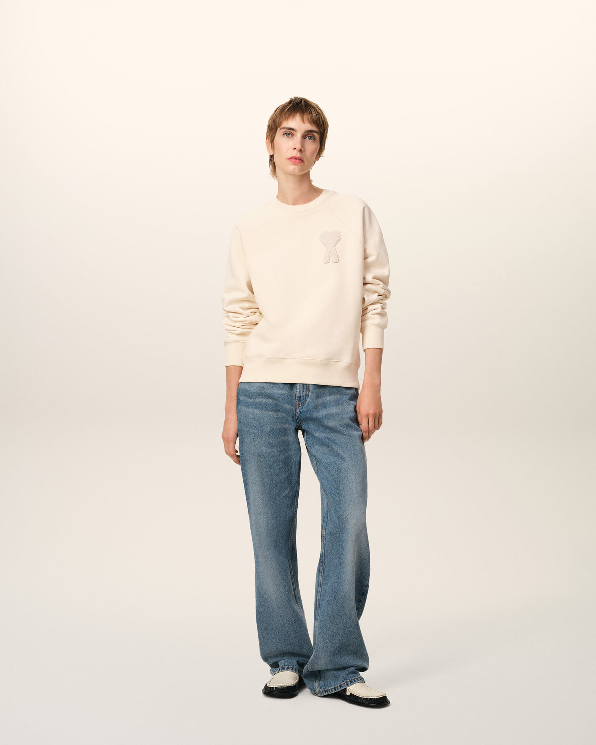 Beige Cotton Patch Sweatshirt