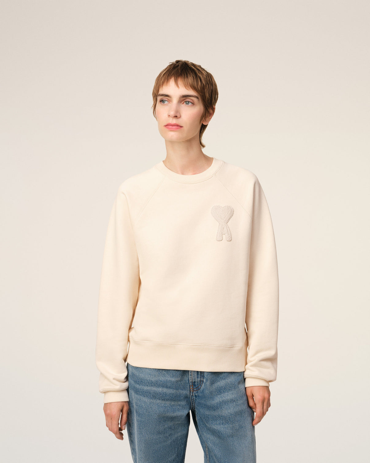 Beige Cotton Patch Sweatshirt