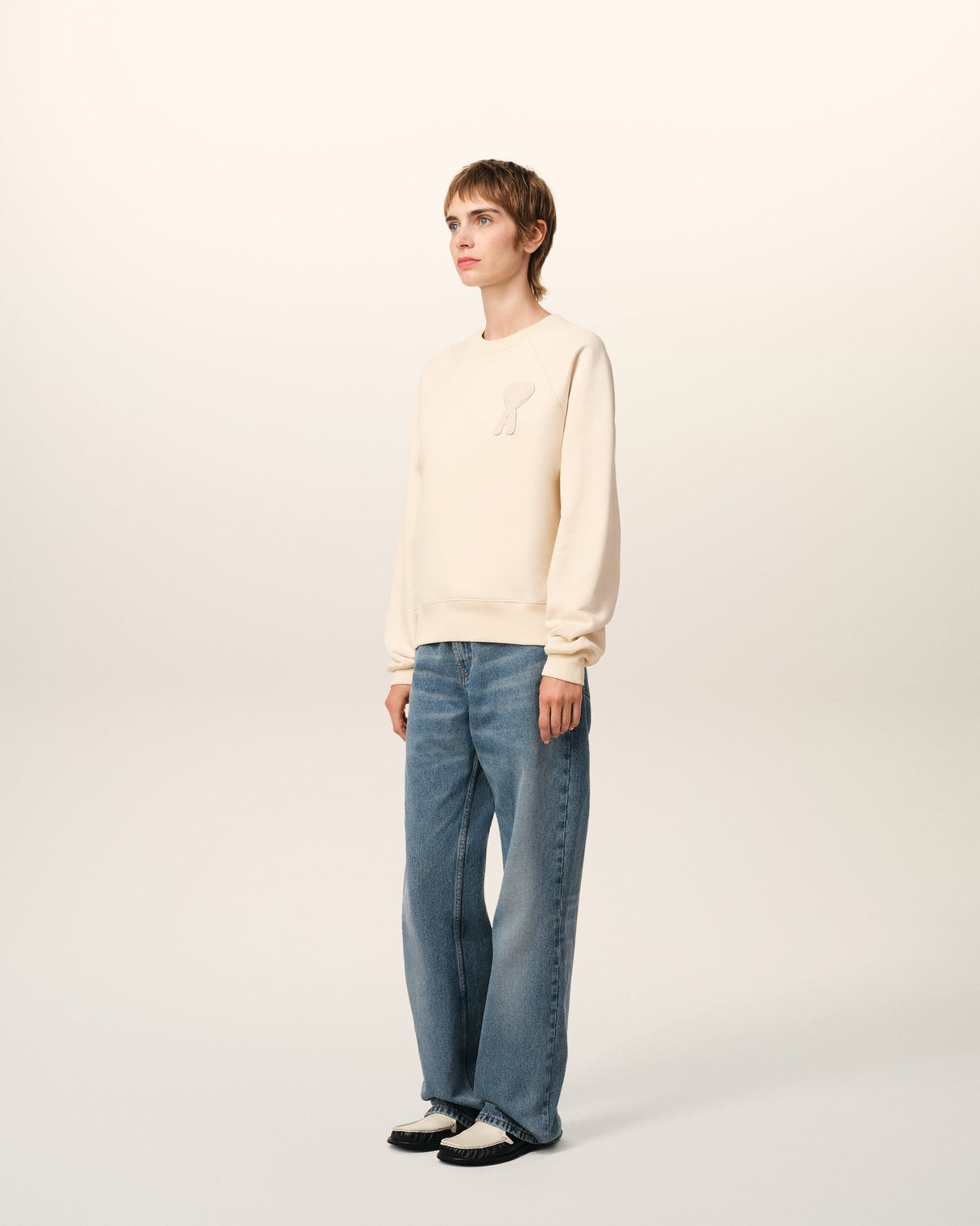 Beige Cotton Patch Sweatshirt