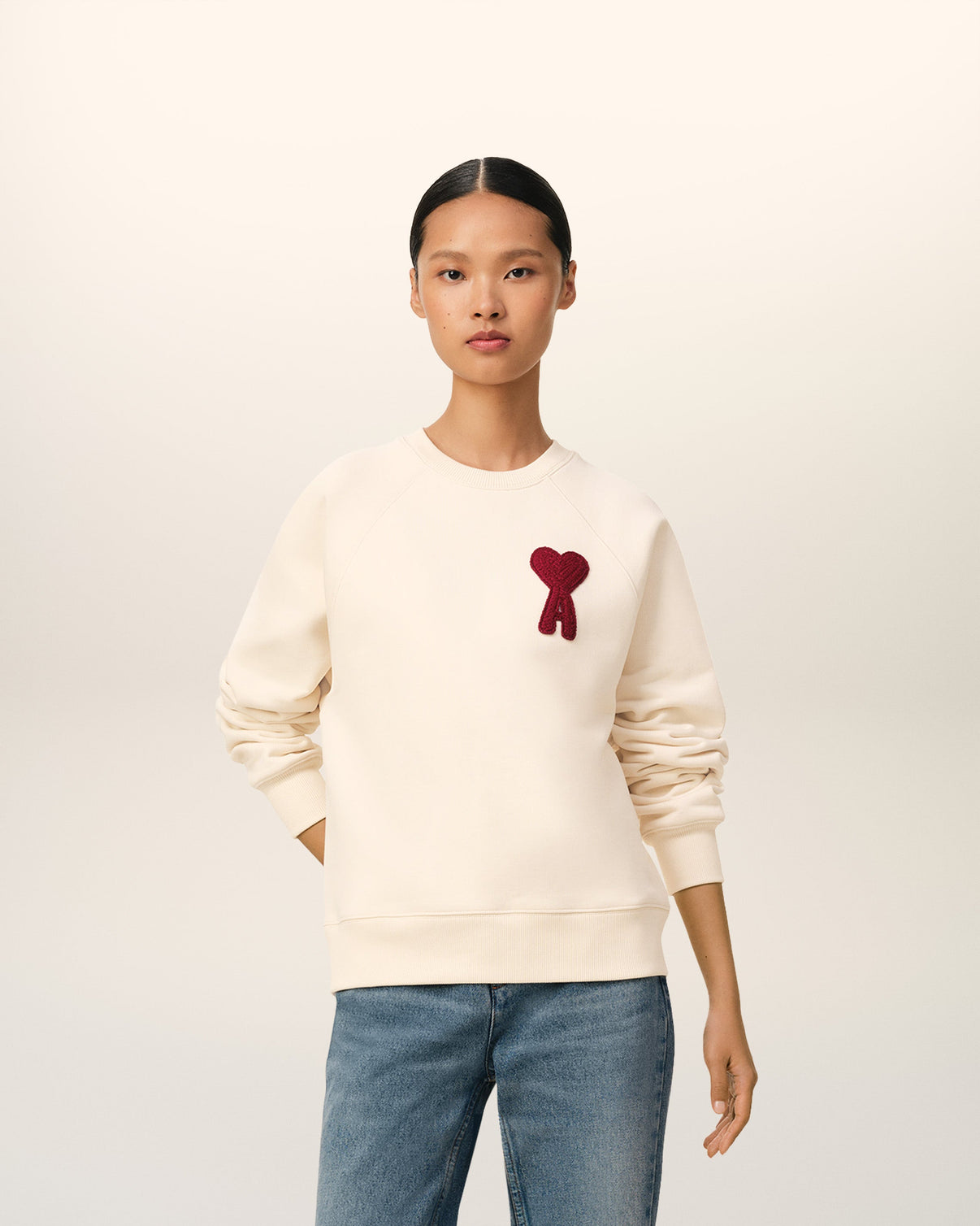 Beige Cotton Patch Sweatshirt