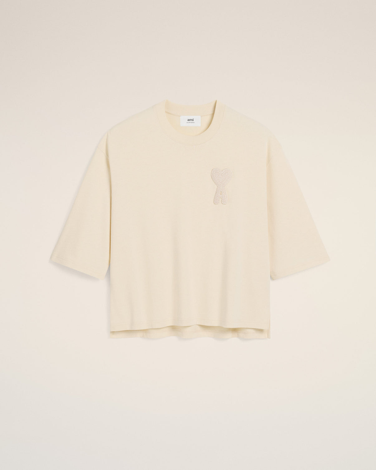 Beige Cotton Patch T-Shirt