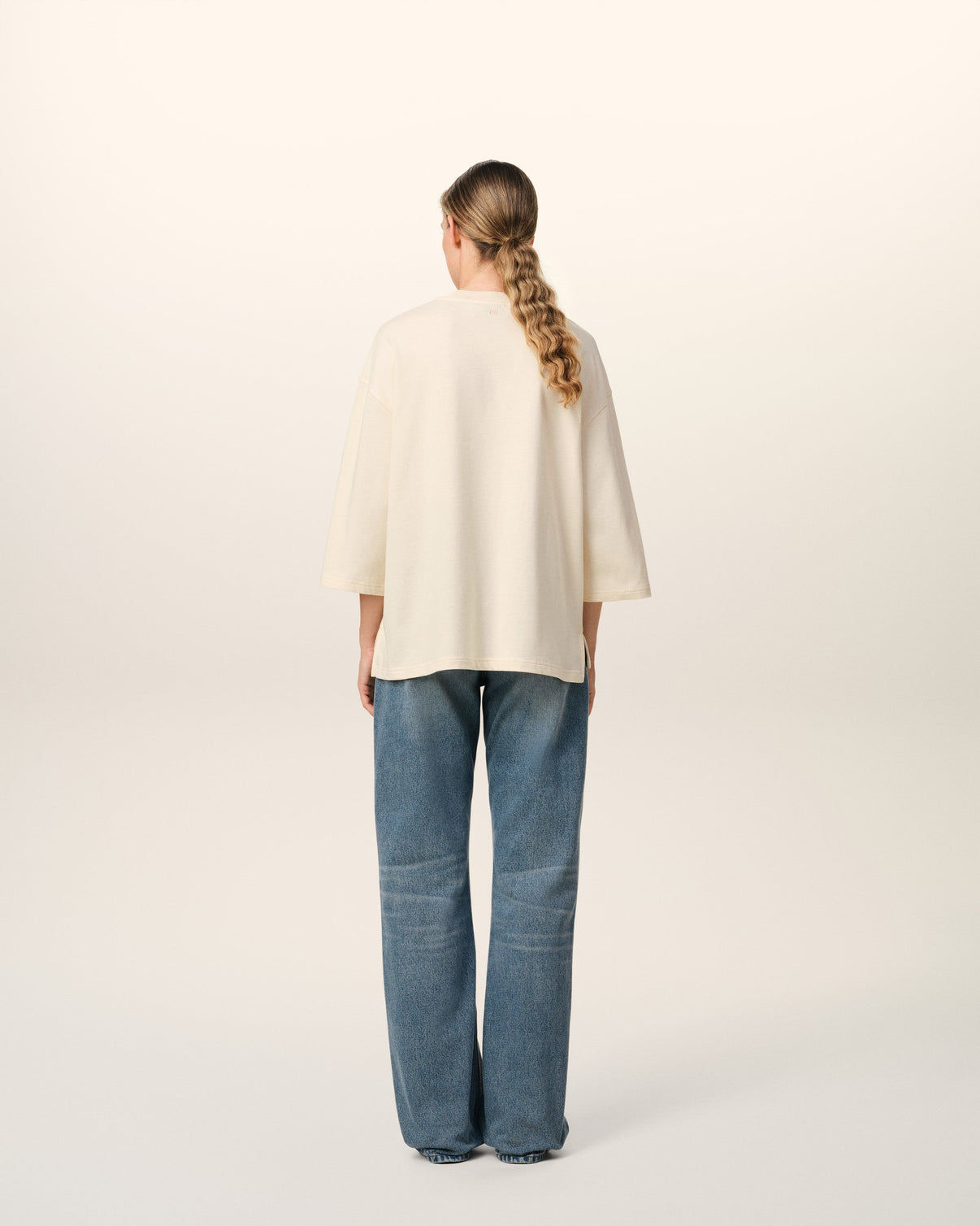 Beige Cotton Patch T-Shirt