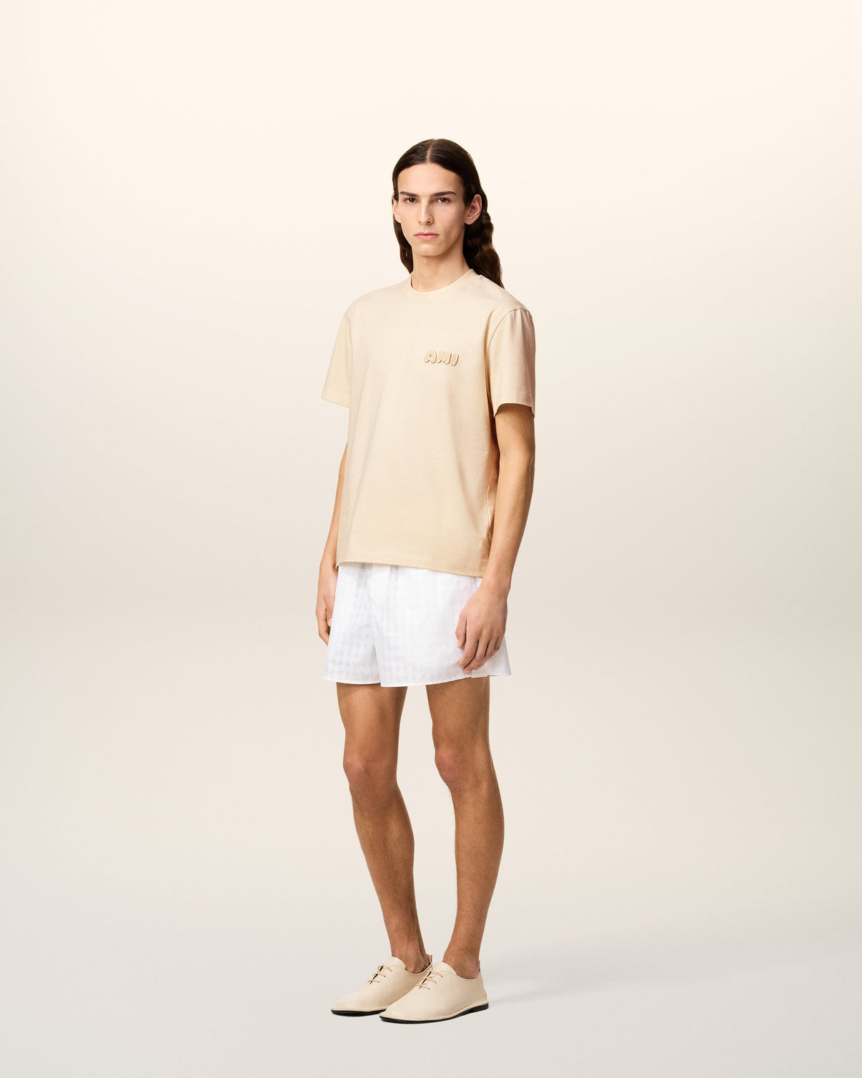 Beige Cotton Patch T-Shirt
