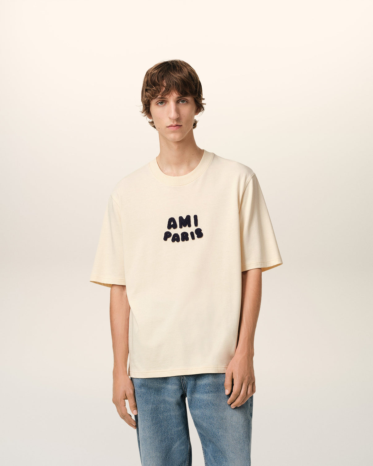 Beige Cotton Patch T-Shirt