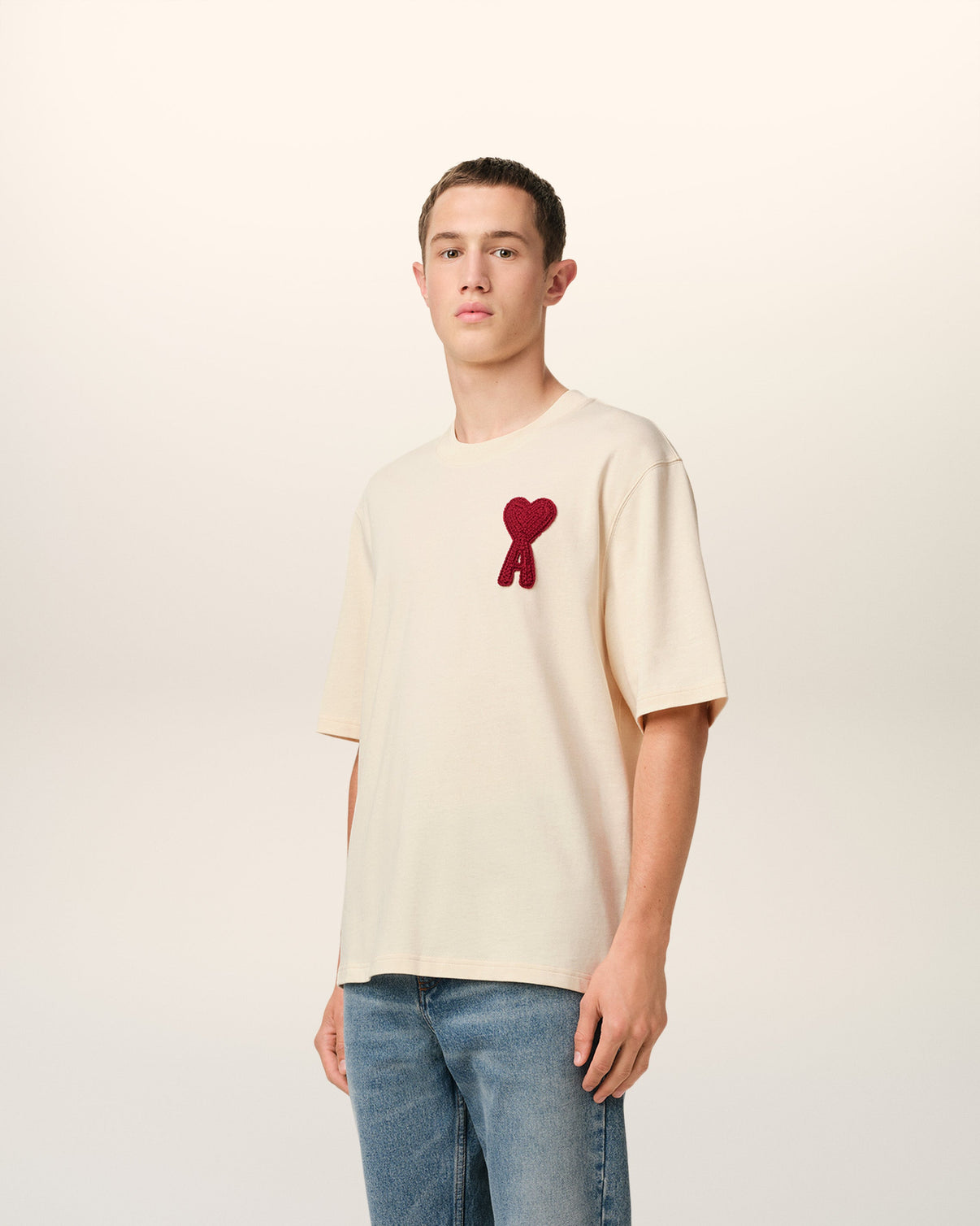 Beige Cotton Patch T-Shirt