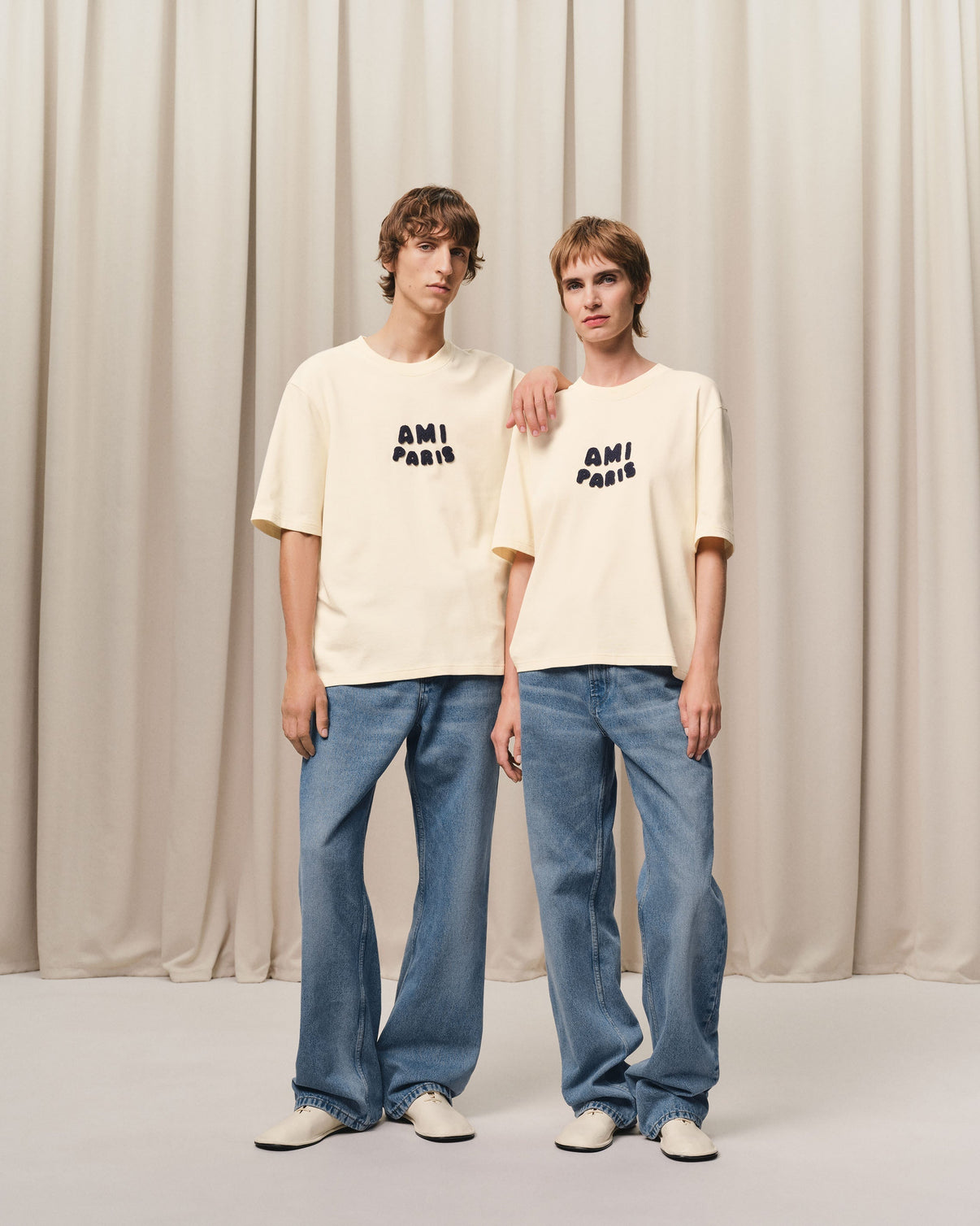 Beige Cotton Patch T-Shirt