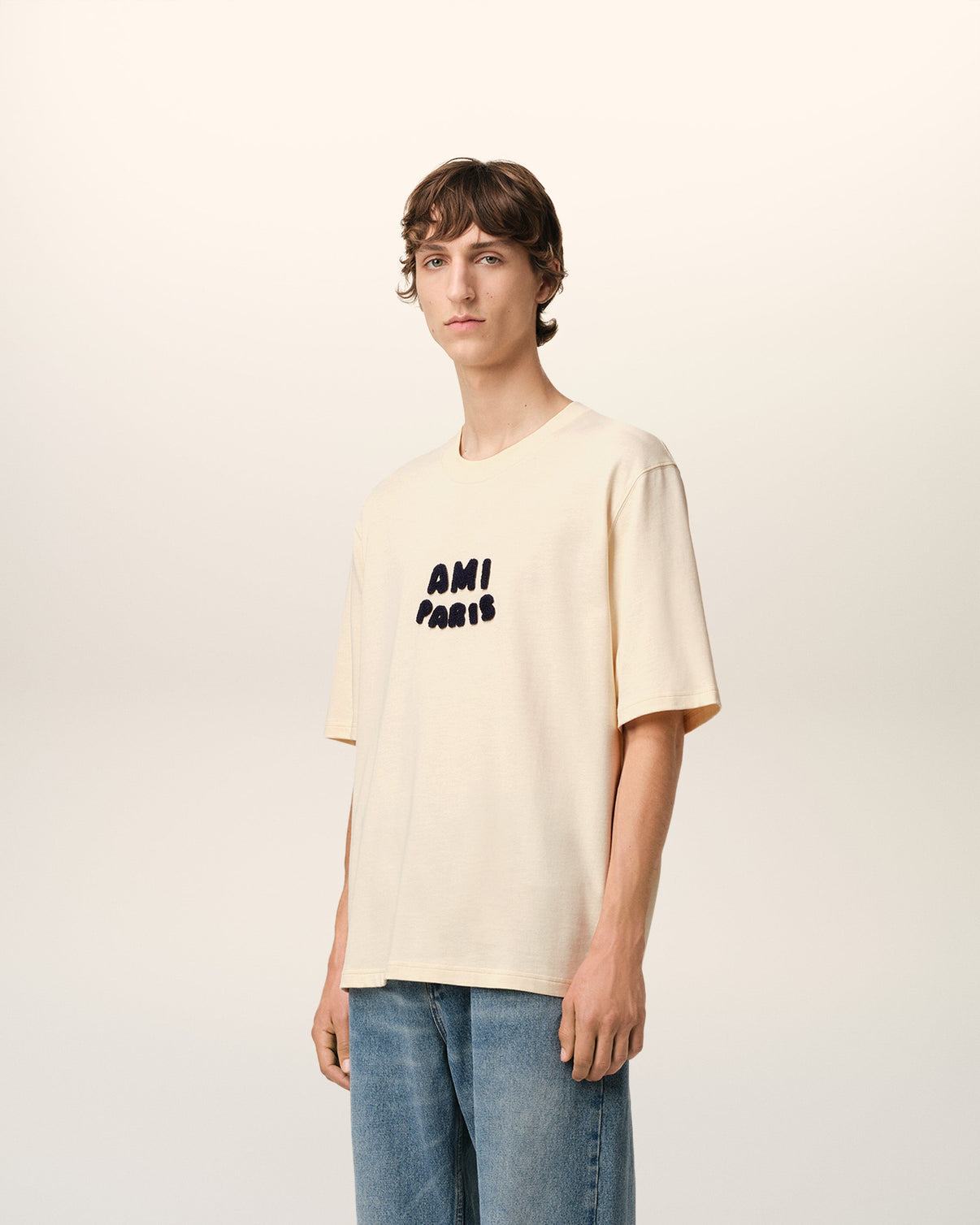 Beige Cotton Patch T-Shirt