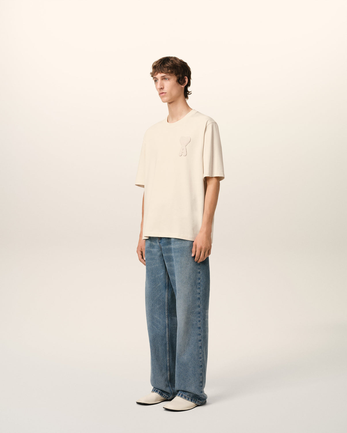 Beige Cotton Patch T-Shirt