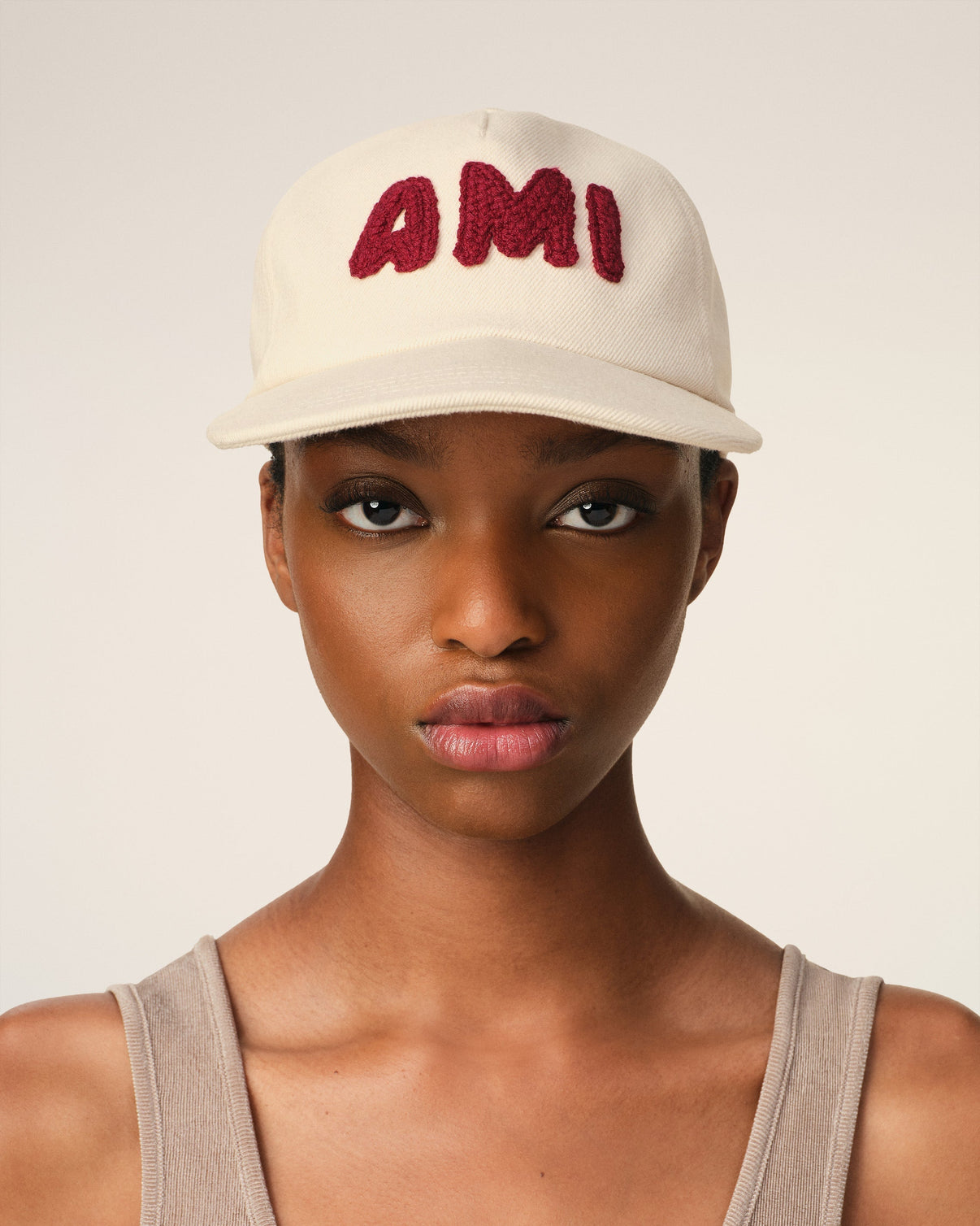 Beige Cotton Patch Trucker Cap