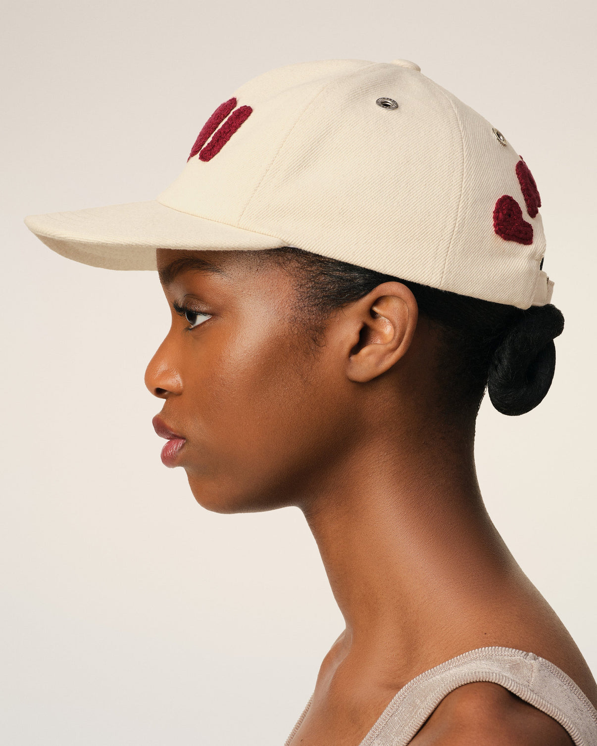 Beige Cotton Patch Trucker Cap