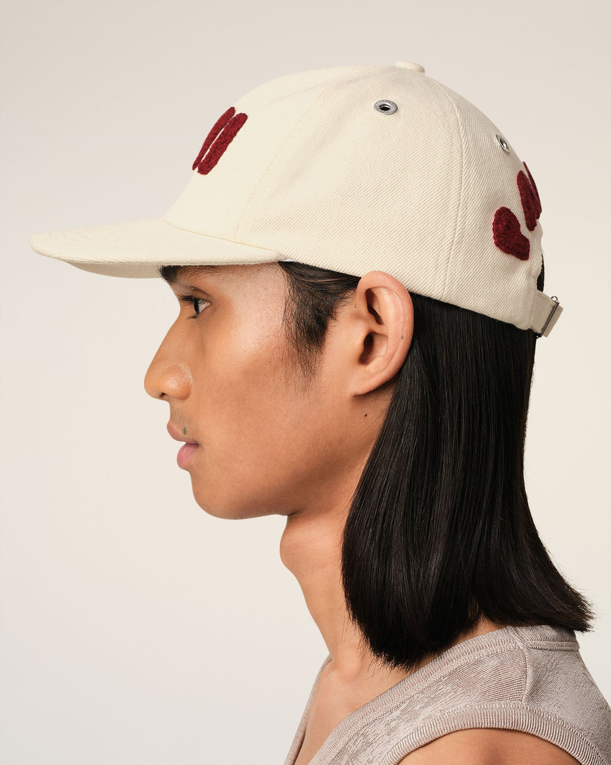 Beige Cotton Patch Trucker Cap