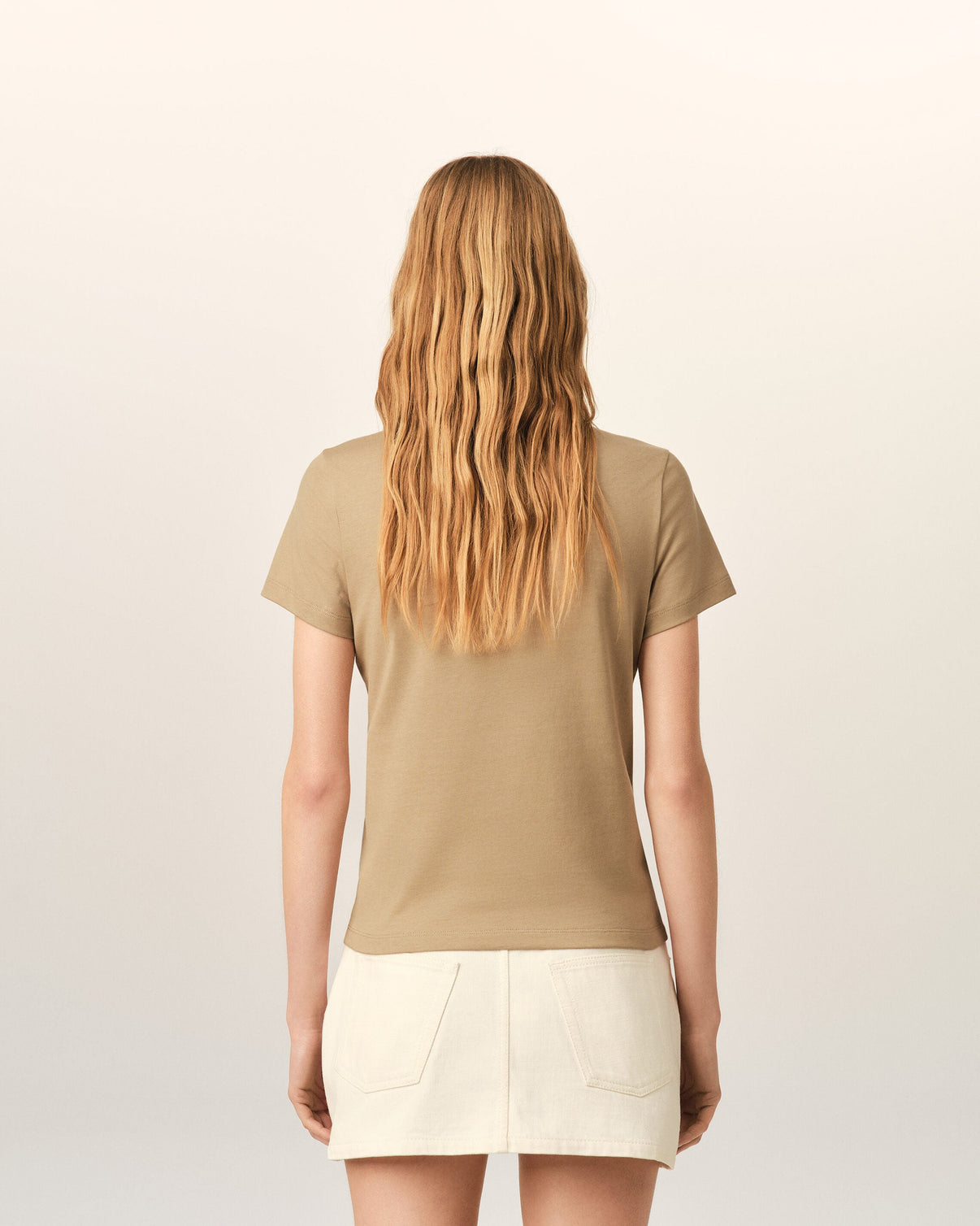 Beige cotton t-shirt with