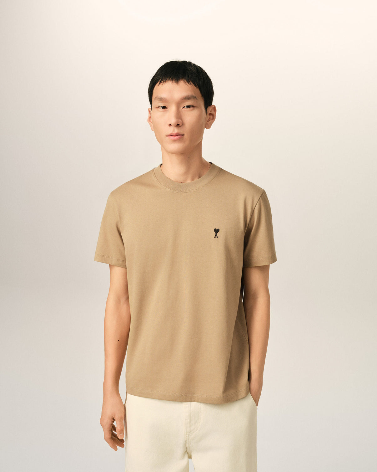 Beige cotton t-shirt with