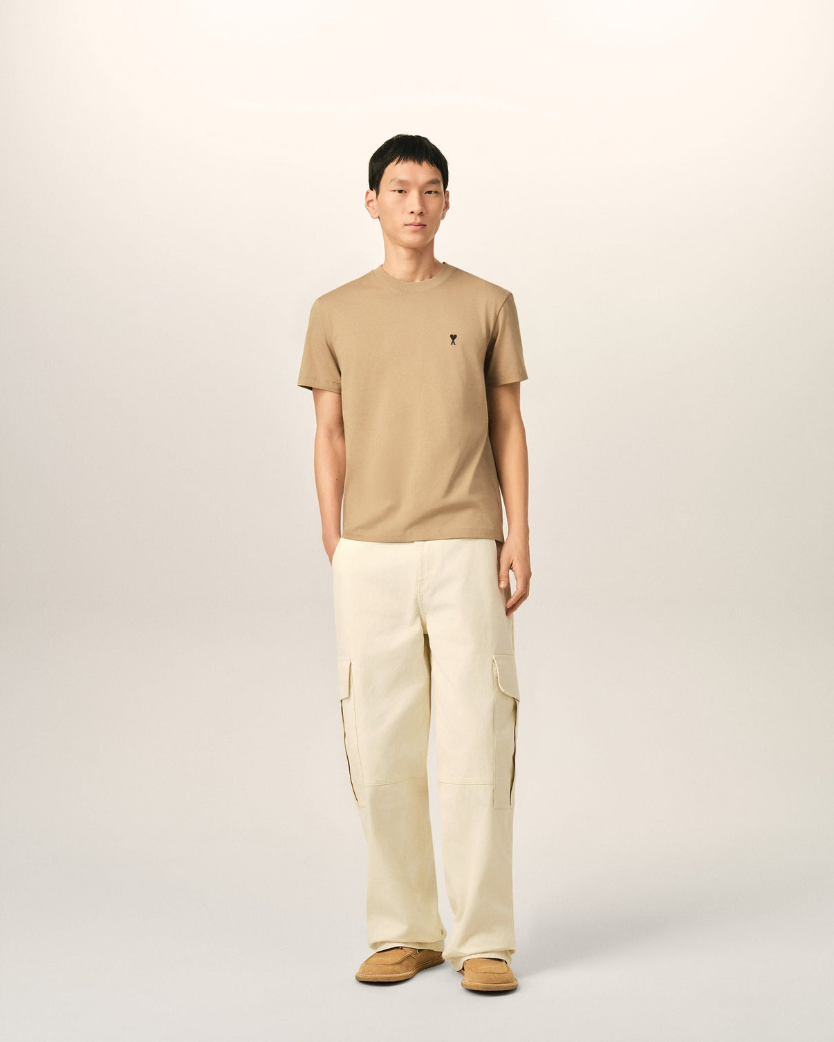 Beige cotton t-shirt with