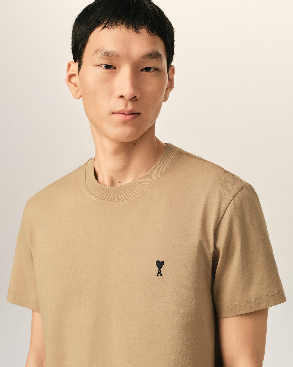 Beige cotton t-shirt with