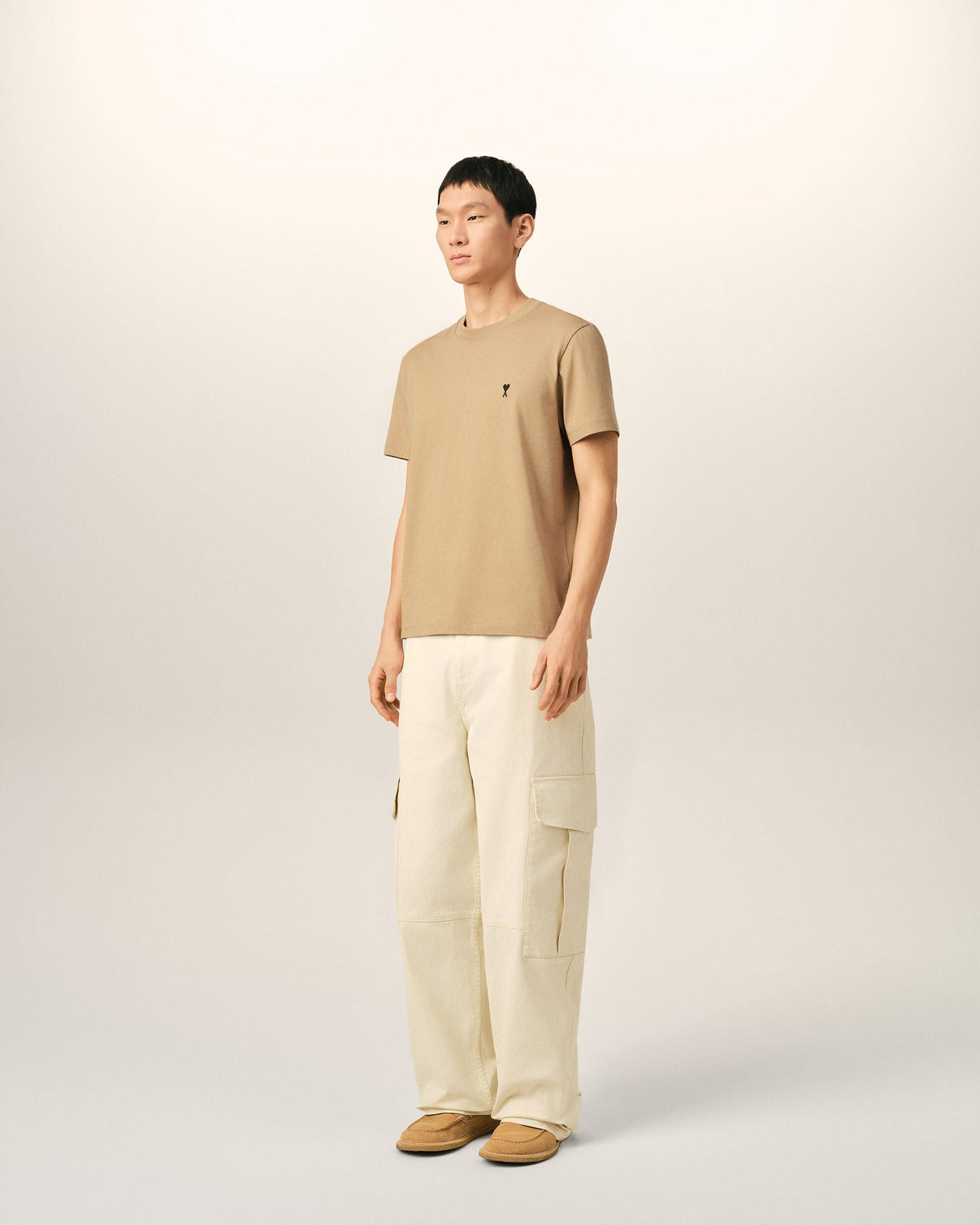 Beige cotton t-shirt with