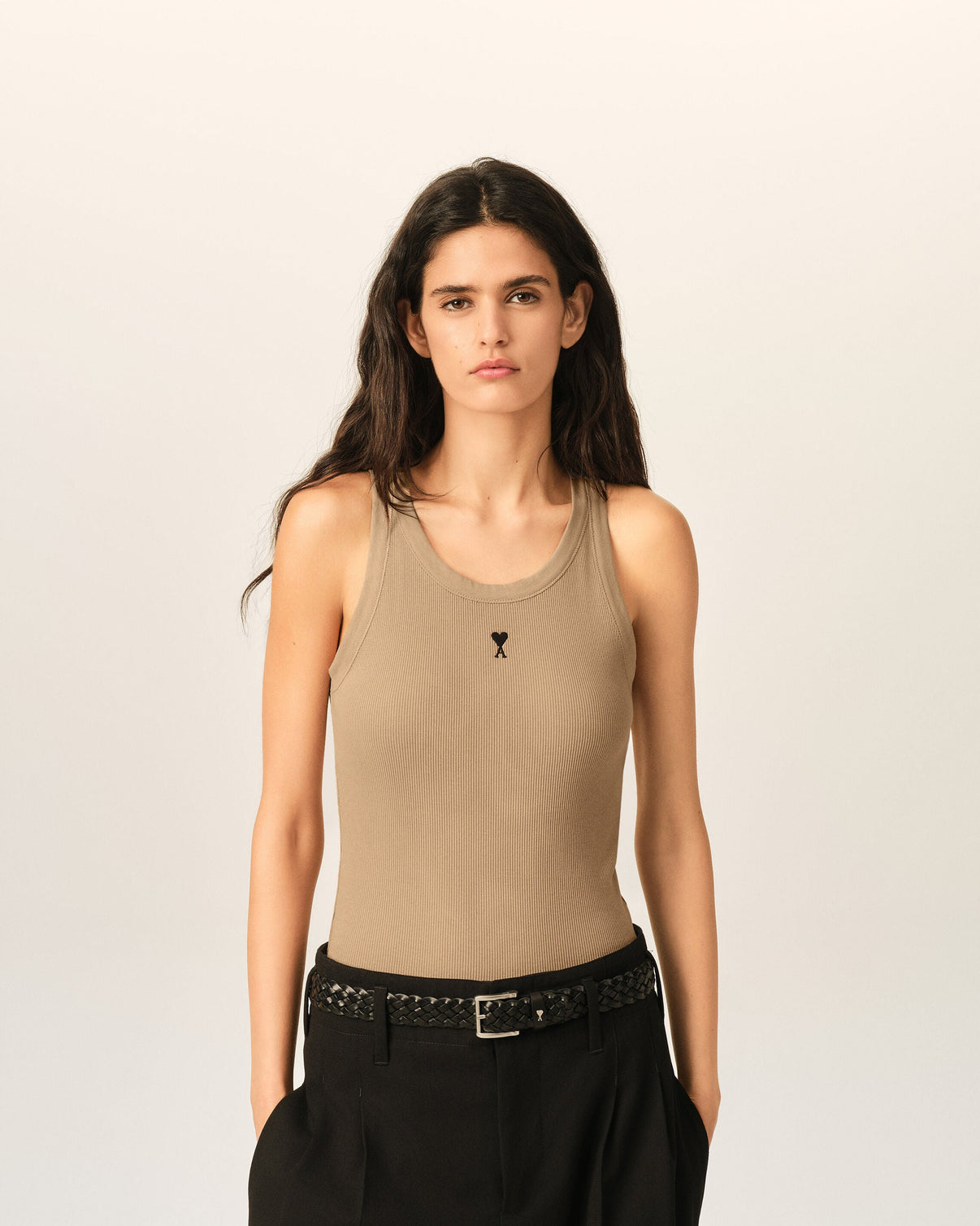 Beige cotton tanktop with