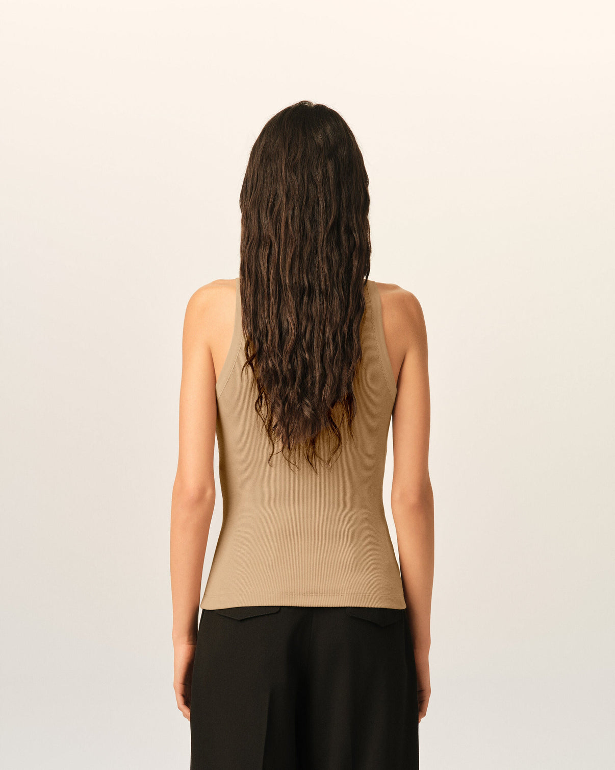 Beige cotton tanktop with