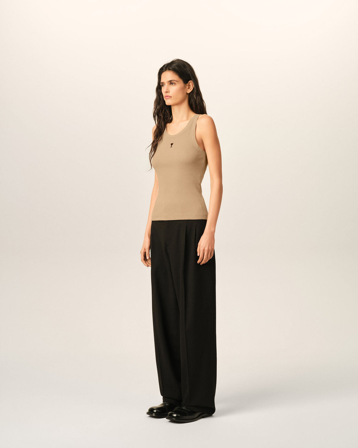 Beige cotton tanktop with
