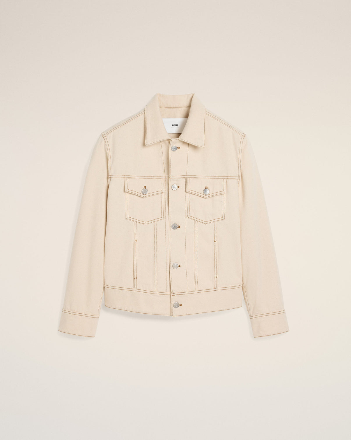 Beige Cotton Trucker Jacket
